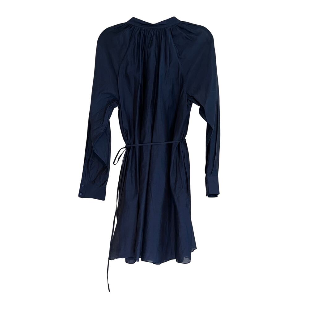 Rebecca Taylor Mini Dress Long Sleeve Silk Cotton Marine Blue Navy Size XL - Picture 3 of 13